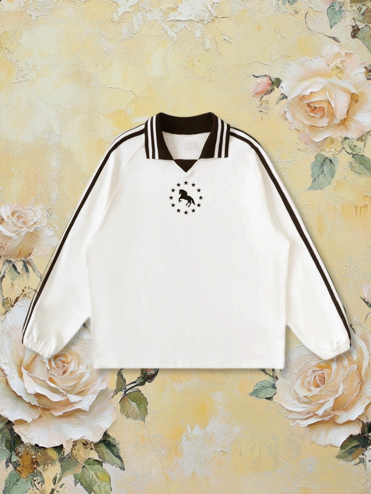 Dept. Contrast Striped Lapel Collar Sweatshirt