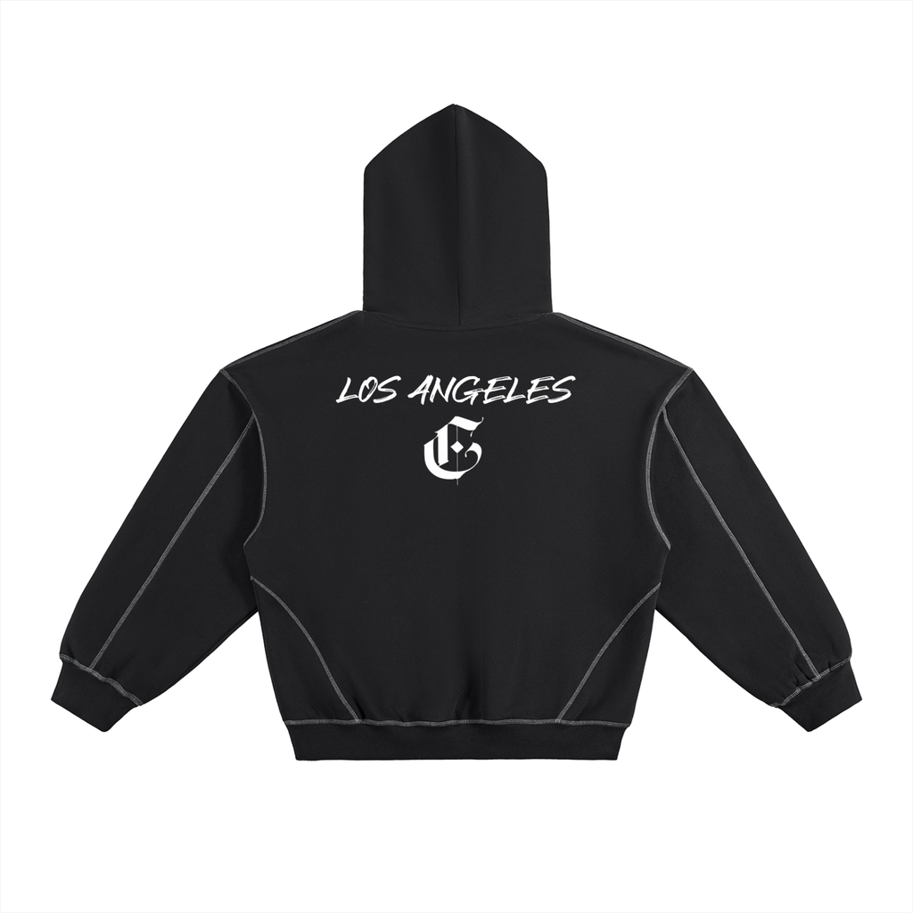 Contrast-Stitched LA Boxy Hoodie