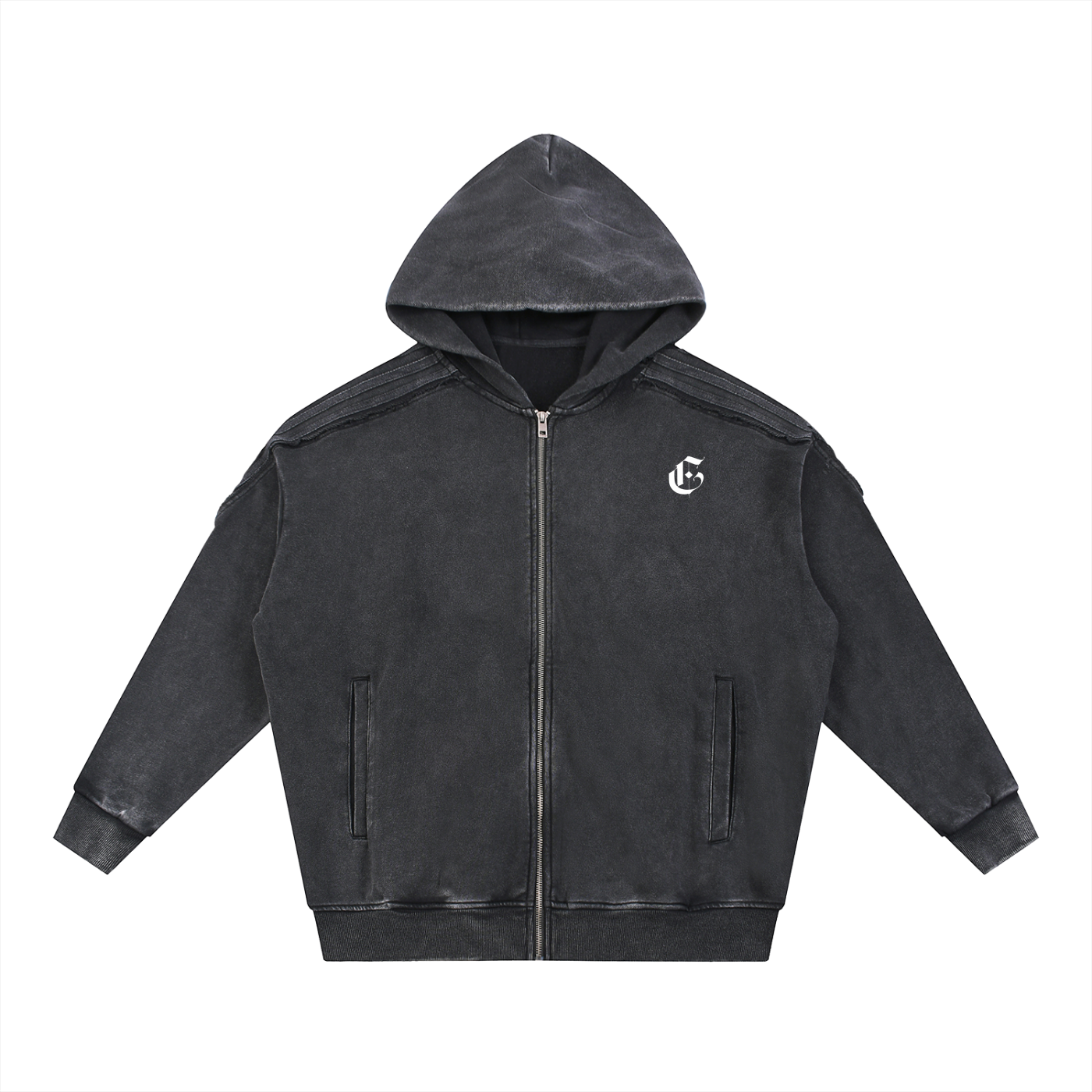 DEPT. Exclusive Snow Washed - Raw Edge Zip Hoodie