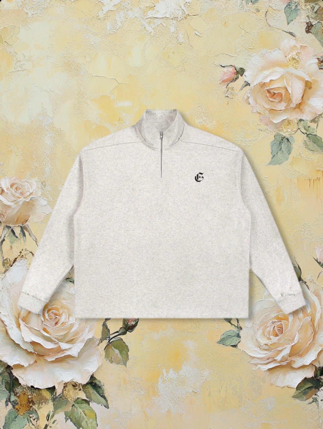 !Quarter-Zip Rolled Edge Sweatshirt Oat