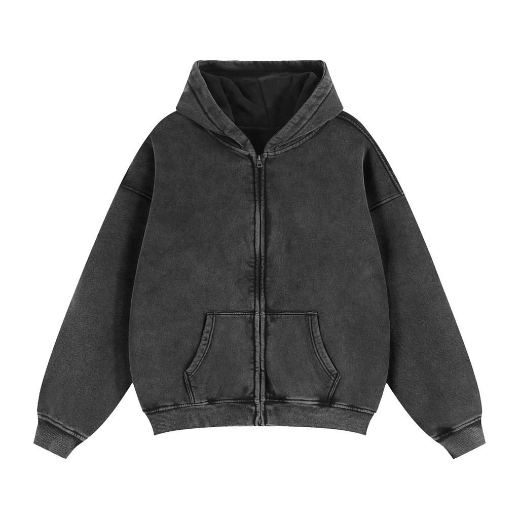 Dual-Zip Boxy Heavy Hoodie