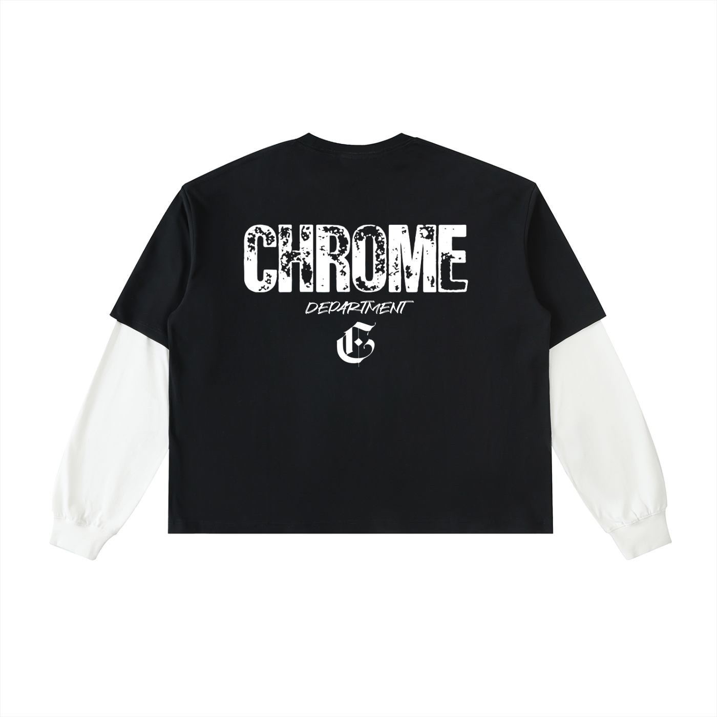 Layered CHROME Contrast Sleeve Cotton T-Shirt