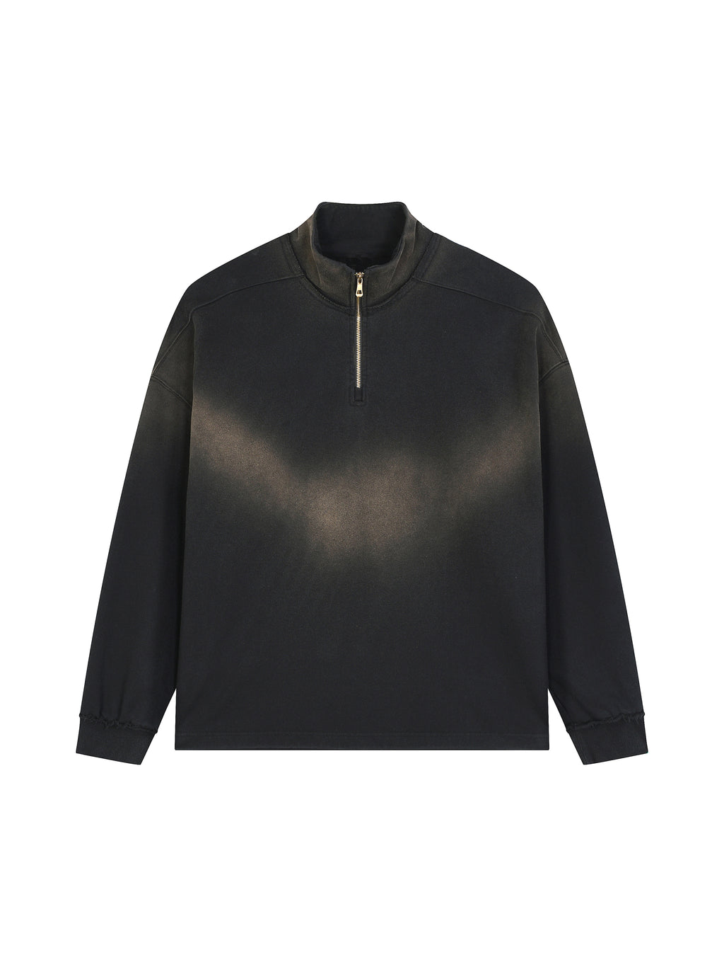Sun Fade Raw Edge Quarter-Zip Sweatshirt